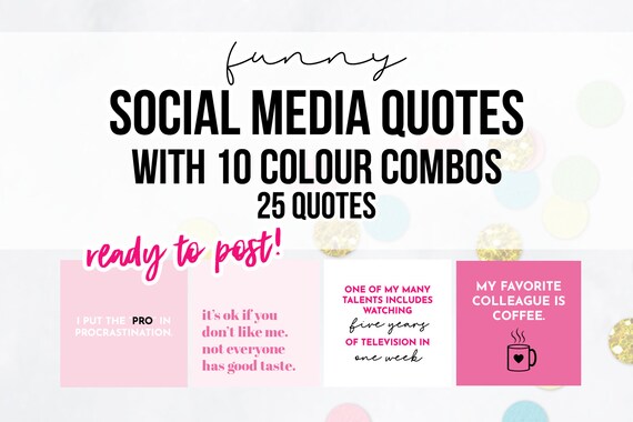 Funny Quotes About Social Media 25 X Pink Funny Social Media Quotes Quote Graphics Cute | Etsy