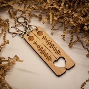 Custom Couples Heart Music Keyring - Personalised Song/Album/Playlist Music Choice - Gift For Her/Him - Anniversary Gift