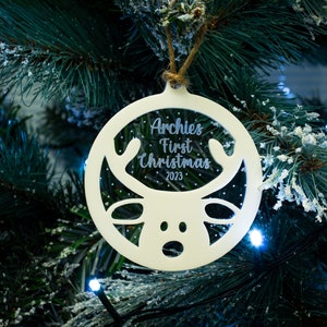 Personalised Baby's First Christmas Ornament - My First Christmas Bauble - Reindeer