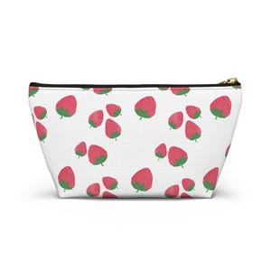 Pochette porta accessori / Borsa cosmetica con fondo a T e motivo a fragole
