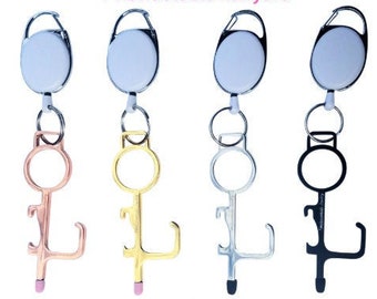 Multi Purpose Keychain| Door Opener| Retractable Lanyard| Bottle Opener| Button Pusher| Germ Free Tool| Hygienic| No Touch|  Gift for Women