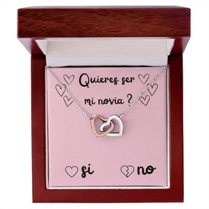 Quieres Ser Mi Novia? Wil je mijn vriendin zijn? Spaanse voorstel sieraden, ketting, kraag, vriendin voorstel, Latina