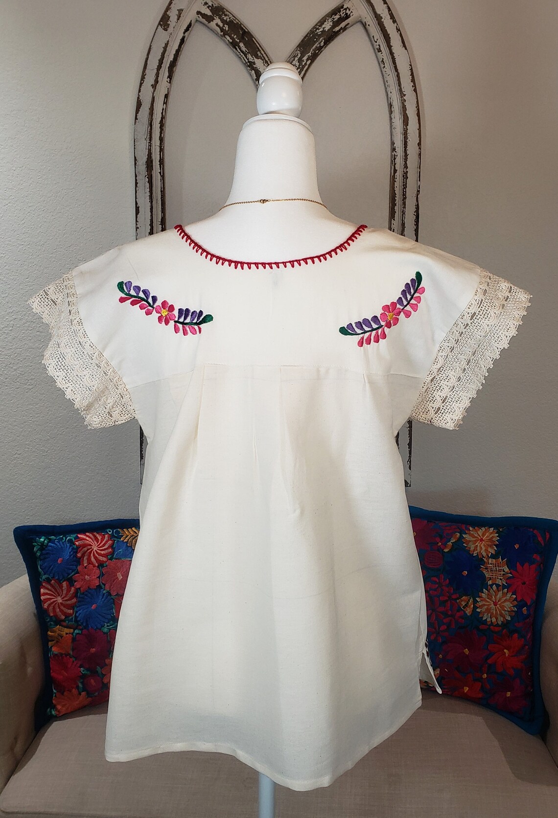 Mexican Embroidered Blouse, White Blouse, Artisanal Mexican Blouse ...