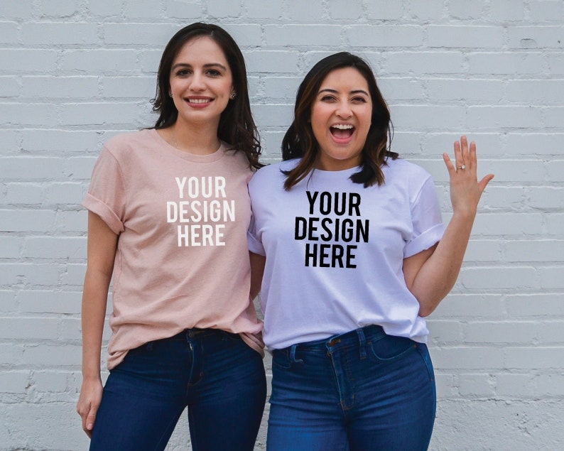 Download Heather Prism Peach Bella Canvas 3001 T-shirt Mock Up ...