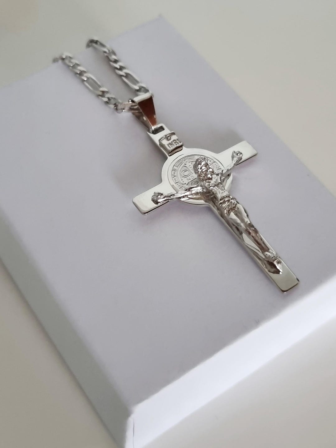 Ciondolo Croce Di San Benedetto In Oro Rosa Chiave Con Medaglia Medaglie Religiose 54870 Zoom