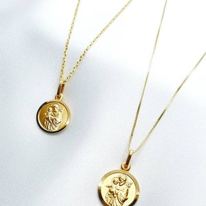 Silver Plated Gold Saint Joseph Necklace, 18 k gold plated medal, St Joseph necklace, San José Medalla, Patron of fathers, Round medal