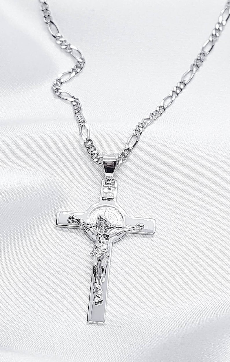 Sterling Silver 925 St BENEDICT Crucifix, St Benedict Cross Necklace ...