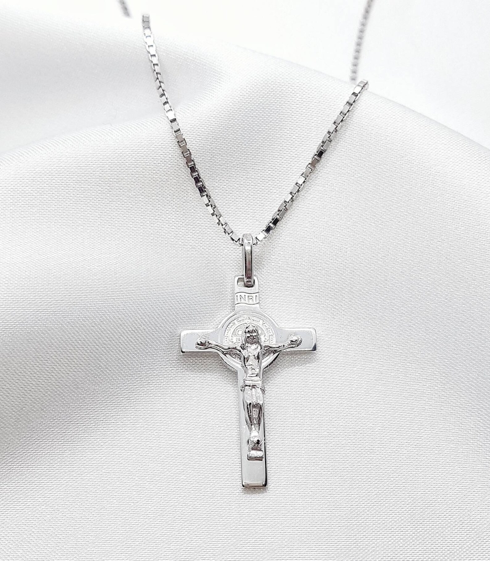 Sterling Silver 925 St BENEDICT Crucifix, St Benedict Cross Necklace ...