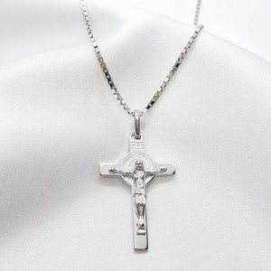 Sterling silver 925 St BENEDICT Crucifix, St Benedict Cross Necklace, Saint Benedict Cross, Catholic Pendant, Cruz San Benito,