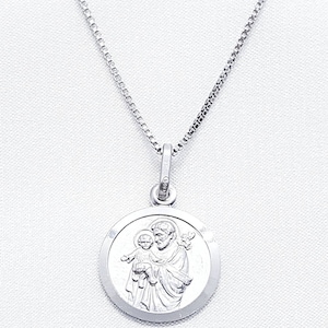 Collier Saint Joseph en argent sterling, Médaille Saint Joseph, Collier Saint Joseph, Médaille San José, Patron des pères, Médaille Saint Joseph, 925