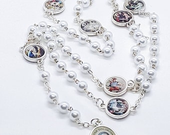 Mater Dolorosa Chaplet, Seven Sorrows Chaplet, Mater Dolorosa Rosary, Seven Sorrows Rosary, White Pearl Beads, Dolor Rosary, Servite Rosary