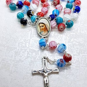 Murano Glas ROSENKRANZ PERLEN, Bunte Rosenkranz Perlen, Murano Glas Rosenkränze, Murano Rosenkranz, Jungfrau Maria Rosenkranz, Murano Glas, Chatolic Rosenkranz