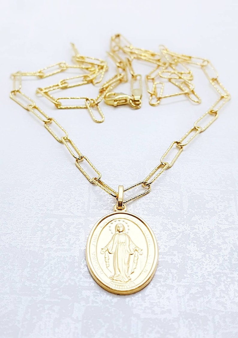 Miraculous Medal Virgin Mary Necklace Silver 925 Plated Gold | Etsy