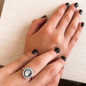 Anillo con camafeo de plata de ley 925 con Nuestra Señora de Medjugorje, anillo de la Virgen María, anillo de Santa María