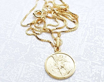 Saint Michael Medal Necklace, Saint Michael Necklace, Silver plated gold Saint Michael Medal, St Michael Archangel Necklace,st Michael Medal