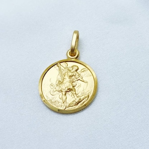 Medalha de São Miguel, São Miguel, Medalha de São Miguel banhada a prata e ouro, São Miguel Arcanjo, Medalha de São Miguel, Medalha banhada a ouro 18 k
