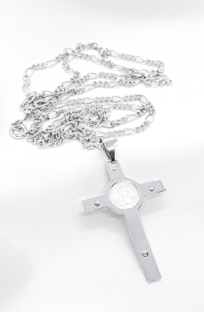 Sterling Silver 925 St BENEDICT Crucifix, St Benedict Cross Necklace ...