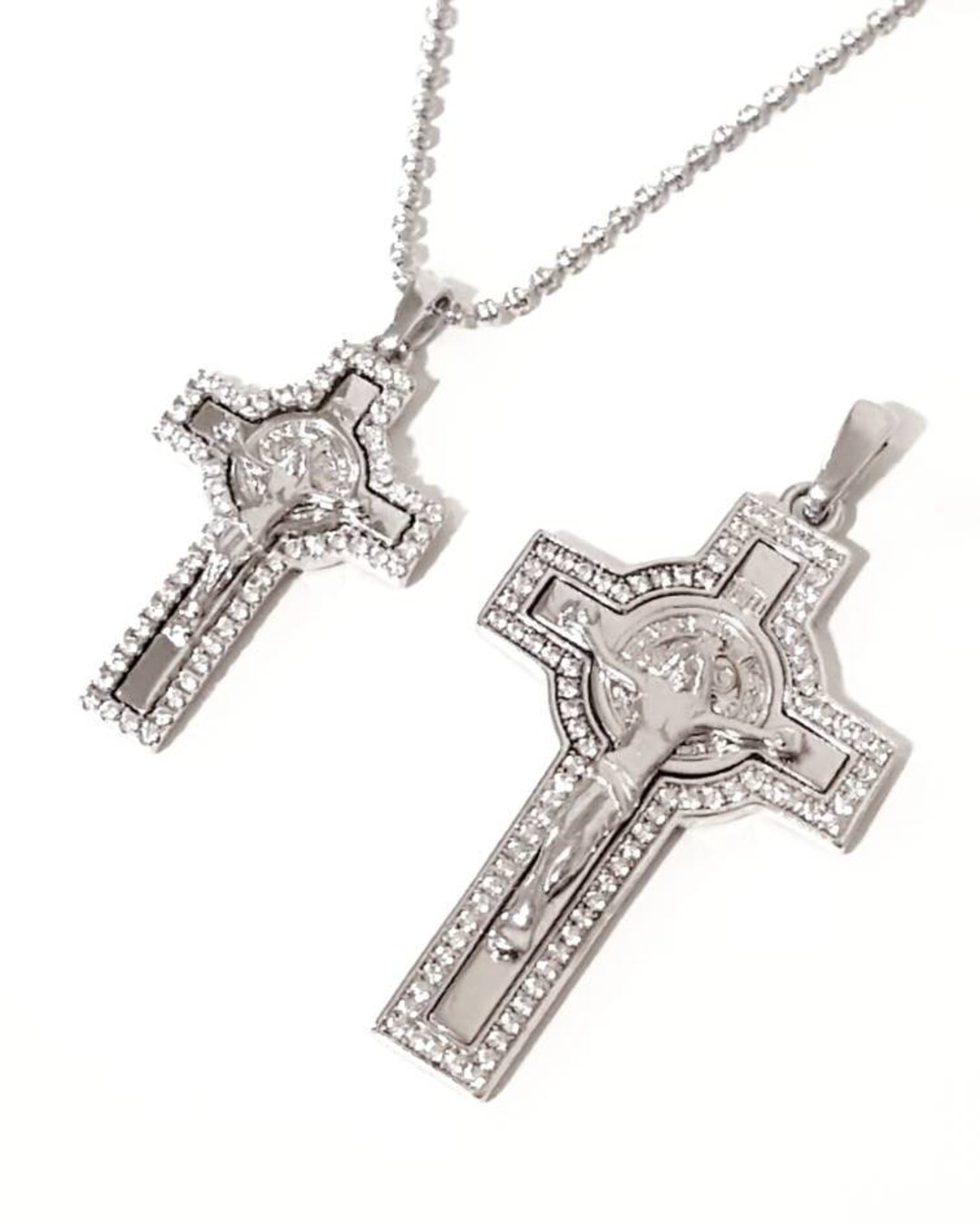 Sterling Silver 925 St Benedict Crucifix Necklace – Catholic Pendant ...