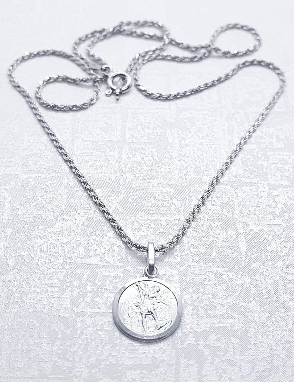 Saint Michael Medal Necklace Saint Michael Necklace Sterling Etsy