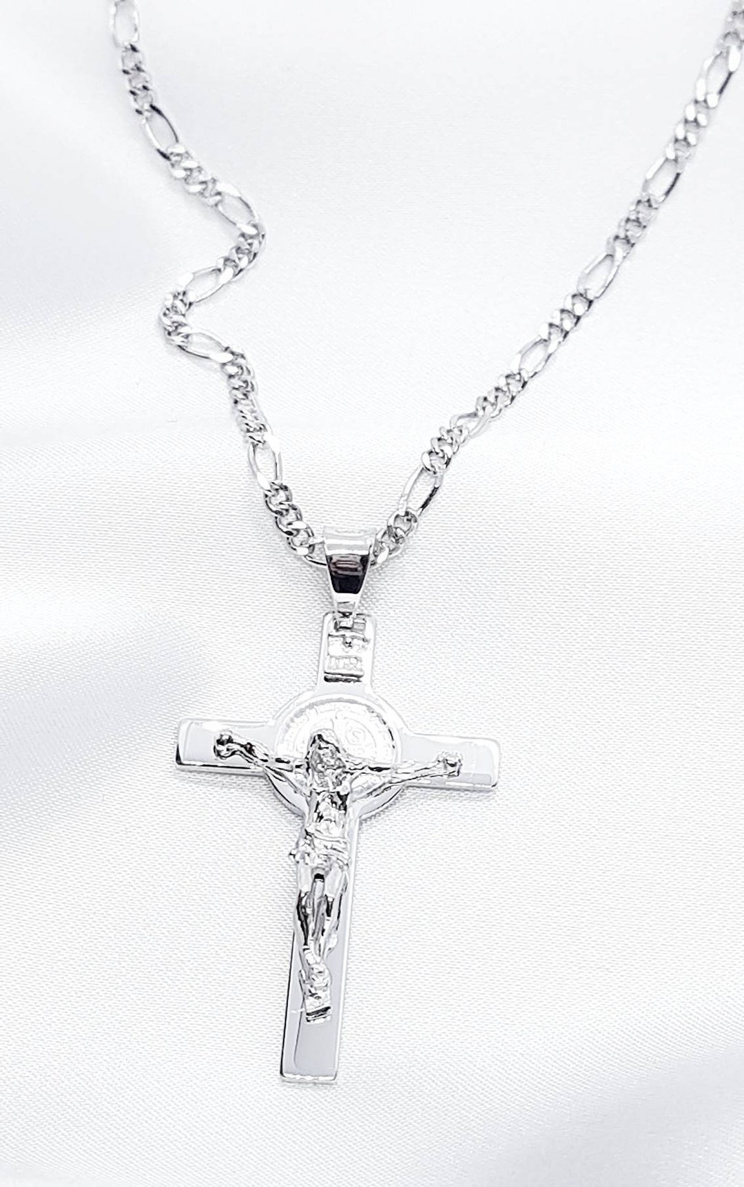 Sterling Silver 925 St BENEDICT Crucifix, St Benedict Cross Necklace ...