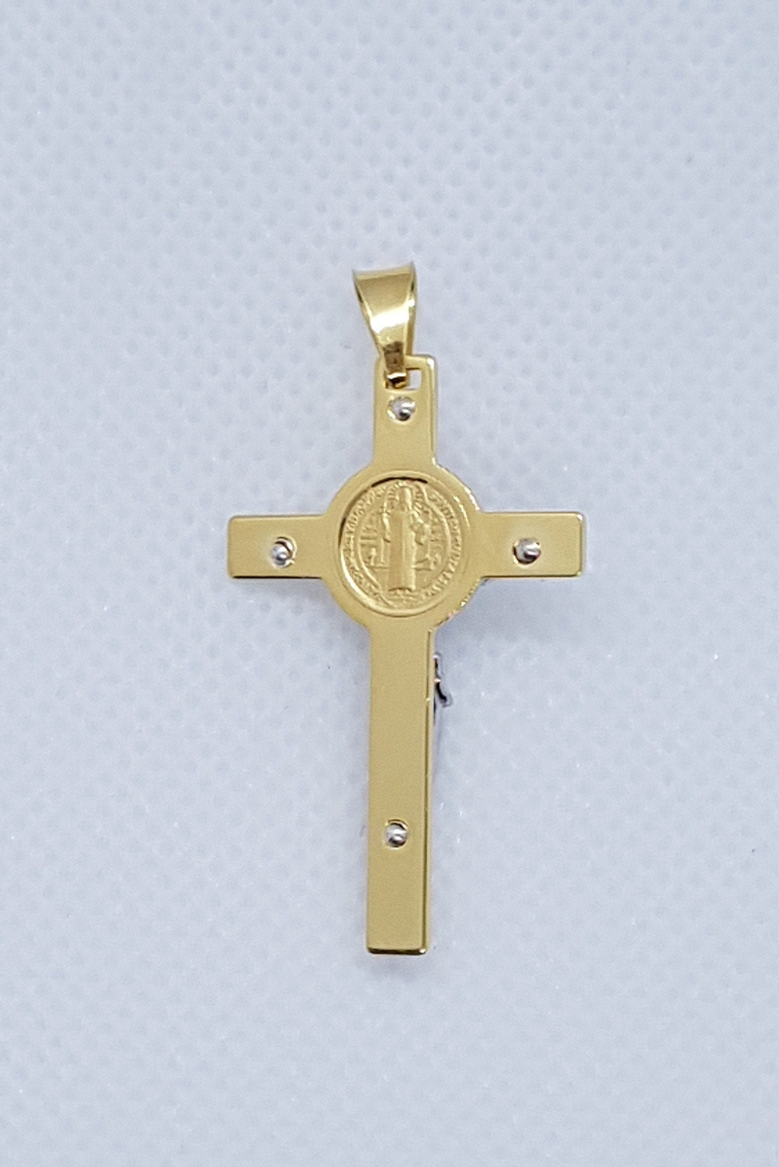 St. Benedict Crucifix Necklace, Gold Plated 925 Sterling Silver Cross ...