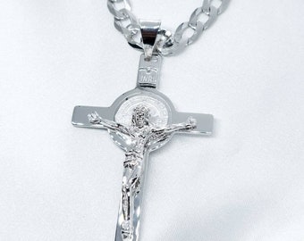 Made in Italy San Benito Silbermedaille St.Benedikt Kreuz Silber Emaille