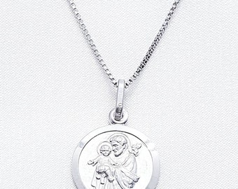 Sterling Silver Saint Joseph Necklace, Saint Joseph medal, St Joseph necklace, San José Medalla, Patron of fathers, St Joseph medal, 925