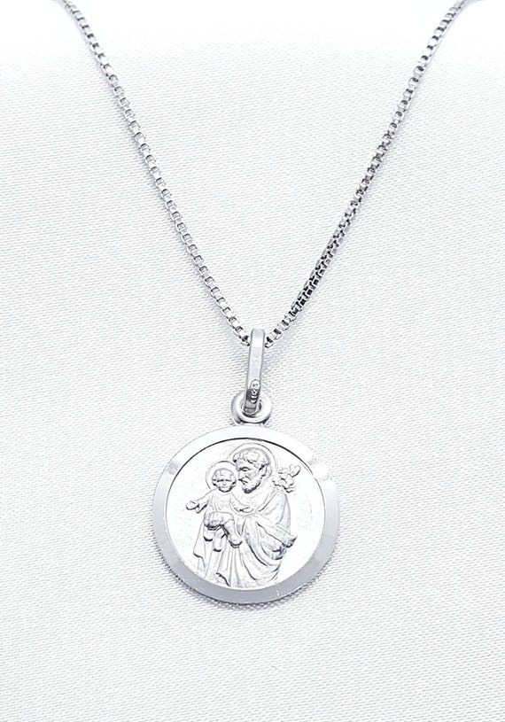 Sterling Silver Saint Joseph Necklace, Saint Joseph medal, St Joseph necklace, San José Medalla, Patron of fathers, St Joseph medal, 925