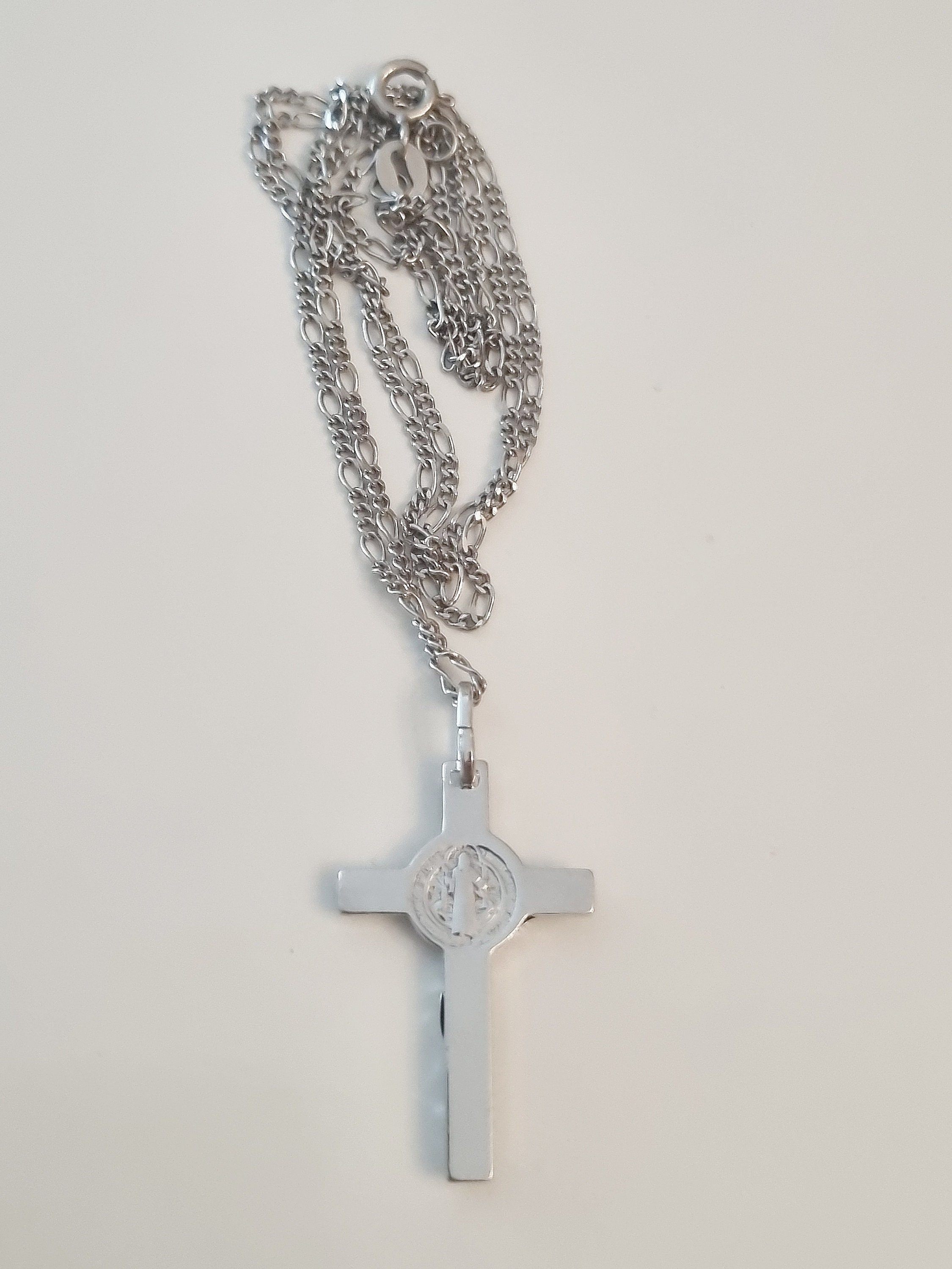 Sterling Silver 925 St BENEDICT Crucifix, St Benedict Cross Necklace ...