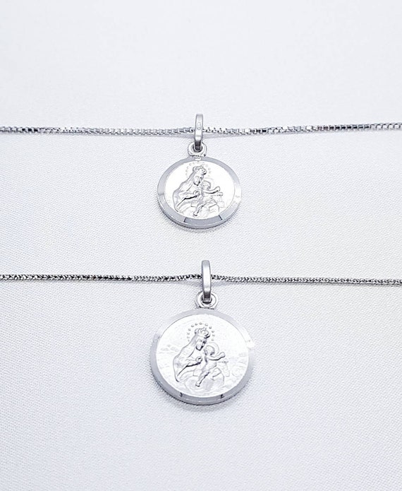 Médaille Pendentif 26mm En Or 18 Carats Scapulaire. Coeur De Jésus