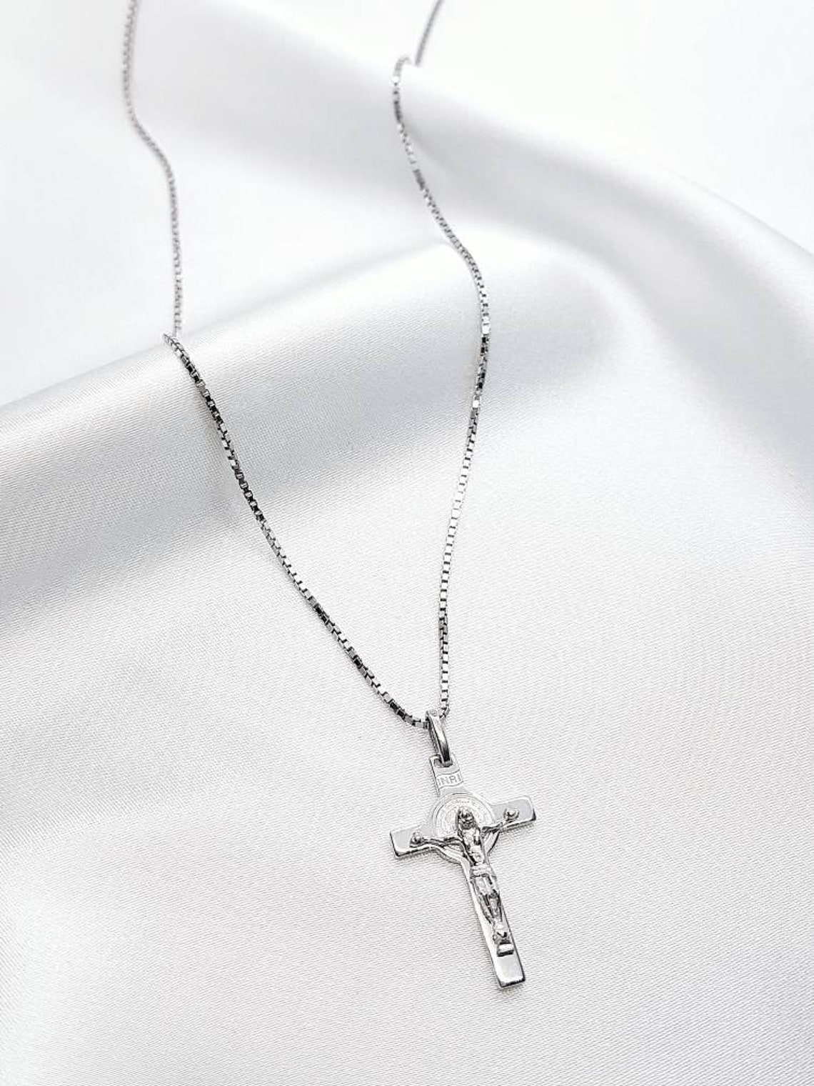 Sterling Silver 925 St Benedict Crucifix Necklace | Catholic Saint ...