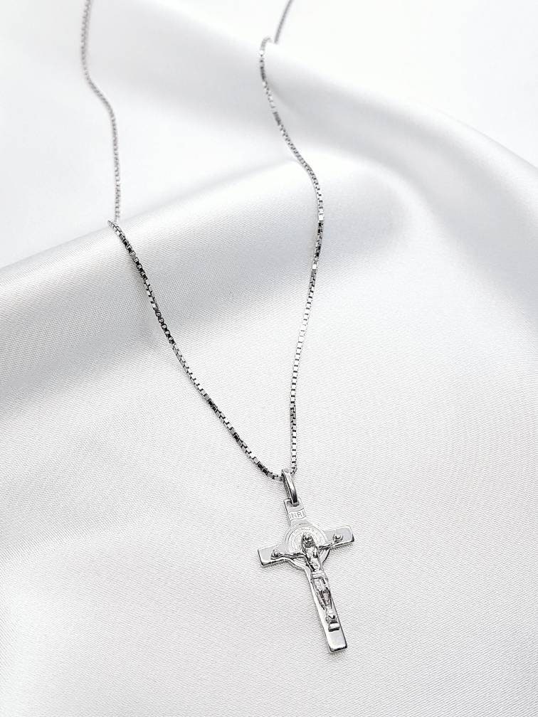 Sterling Silver 925 St BENEDICT Crucifix, St Benedict Cross Necklace ...