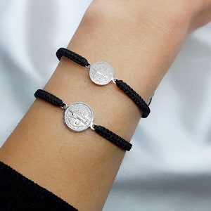 Pulsera de San Benito con medalla en plata de ley 925, pulsera de cordón, San Benito, San Benito, pulsera de santo, pulsera ajustable