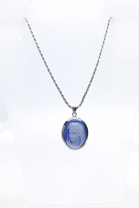 Cameo Necklace Sterling Silver Cameo Necklace Virgin Mary Etsy UK