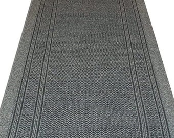 Aztec Grey Custom Length Carpet Runner Hallway Stair Corridor Foyer Rug Mat Heavy Duty Entrance Non Slip Rubber Backed Width 67cm