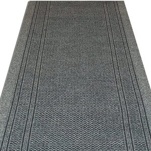 Aztec Grey Custom Length Carpet Runner Hallway Stair Corridor Foyer Rug Mat Heavy Duty Entrance Non Slip Rubber Backed Width 67cm