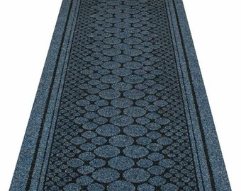 Blue Carpet Hallway Stair Runner Hardwearing Non Slip Heavy Duty Entrance Matting Rug Mat 67cm Wide & Length Cut to Size Cork