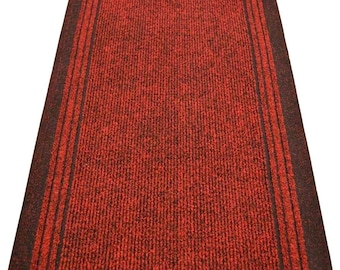 Red Carpet Runner Hallway Stair Hardwearing Non Slip Heavy Duty Entrance Matting Rug Mat 67cm Wide & Length Cut to Size Sydney