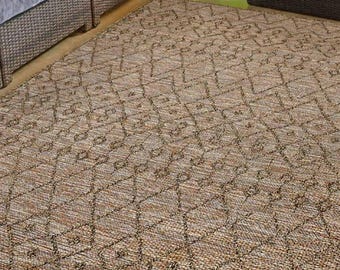 Neutral Summer Culture Simplistic Woven Indoor/Outdoor Modern Durable Rug