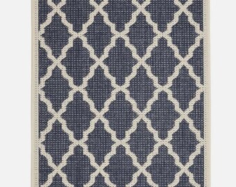 Flatweave Gel Anti-Slip Traditional Trellis Runner Stylish Trellis Pattern Floor Rug Navy Black Grey Latte