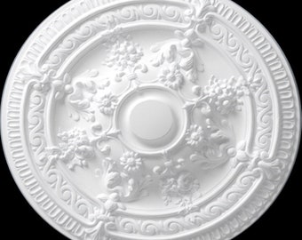 Polyurethane Resin Ceiling Rose, medallion, Center, Rosette Floral Ornate Dia 66cm DIY Decorating White Helena