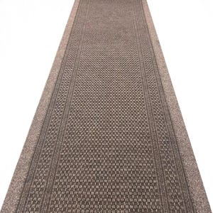 Carpet Hallway Stair Runner Hardwearing Non Slip Heavy Duty Entrance Matting Rug Light Brown Mat 67cm Wide & Length Cut to Size Aztec