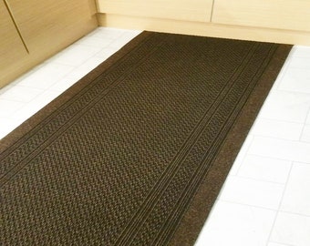 Carpet Hallway Stair Runner Hardwearing Non Slip Heavy Duty Entrance Matting Rug Dark Brown Mat 67cm Wide & Length Cut to Size Aztec Foyer