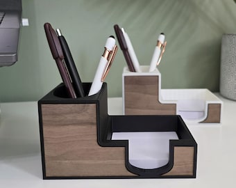 Desk Organizer, Pen Holder, Pencil Holder, Post It Holder, 3D Printed Pencil Holder, Wood Pencil Holder, Office Desk Organizer, Desk Decor