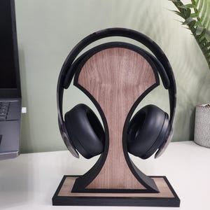 Modern Black Headphone Stand, Headphone Stand, Headphone Holder, Headset Holder, Gaming Headset Stand, Wood Headphone Stand, 3d Printed