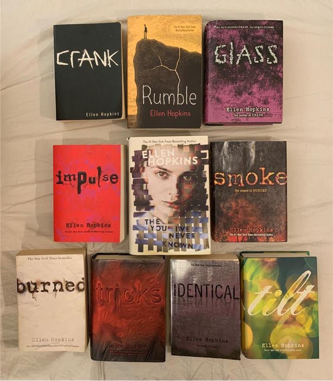 Lot 10 Ellen Hopkins Books Triangles Crank Glass Burned Tilt Etsy