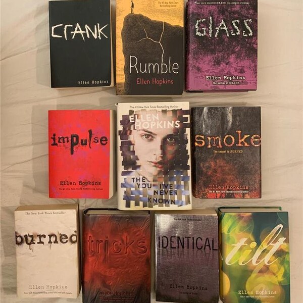 Lot 10 Ellen Hopkins Books Triangles Crank Glass Burned Tilt Tricks Rumble