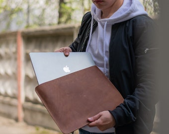 Brown Macbook Air Case Leather Laptop Sleeve Personalized iPad Pro 129 Case Custom Macbook Leather Case