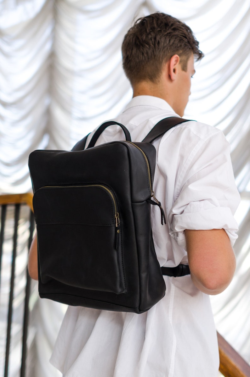 leather backpack yellow