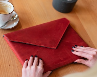 Leather Laptop Sleeve Envelope Women Macbook Pro 13 M1 / M2 Cover Engraved Macbook Air Sleeve Pro 13 Pro 15 Case Macbook 16 2022 Case